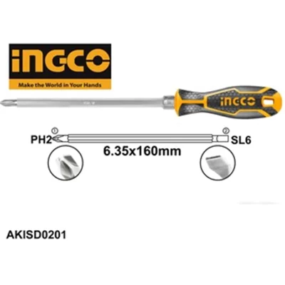 "INGCO AKISD0201 SCREWER DRIVER 2 IN 1 6"" 160MMمفك كاوتشة 6""قالب crv"