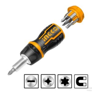 "Ingco 8 Piece Ratchet Screwdriver Set AKISDS0708مفك لقم وسنون 8قطعCRV سوبرسليكت"