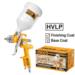 "Ingco ASG1061 HVLP Paint Spray Gun Gravity Type 600cc [2- 3.5Bar]مسدس دوكومقلوب 600سي سي علبة بالستيك"