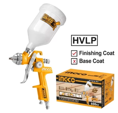 "Ingco ASG1061 HVLP Paint Spray Gun Gravity Type 600cc [2- 3.5Bar]مسدس دوكومقلوب 600سي سي علبة بالستيك"