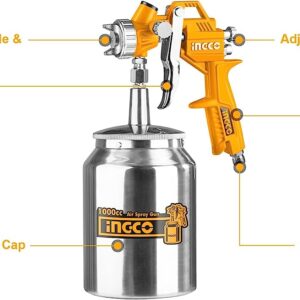 INGCO ASG3101 Professional Air Spray Paint Gun-Automotive Compressor Auto Paintمسدس دوكو 1000سي سي