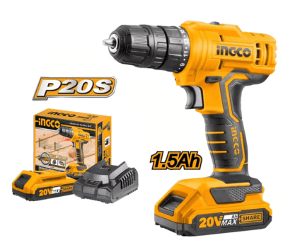 Ingco CDLI20011 20V Cordless Li-Ion Cordless Drill 20V SSشنيور شحن 20فولت+ بطارية ليثيوم 1.5امبير سليكت