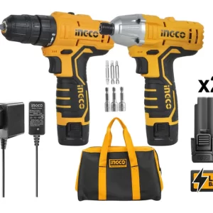 Ingco CKLI1201 12V Li-Ion Cordless Drill & Driver 12Vطقم شنيور+دريل شحن 12فولت 2+بطارية 1.5امبير