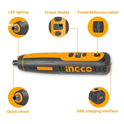 INGCO Cordless Screwdriver Drill Driver CSDLI0403قلم مفك 1/4 بوصة 4فولت48ق