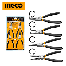 Ingco hccps01180 snap ring plier 7 inch set of 4 piecesطقم بنس تيل 7" 4قطع