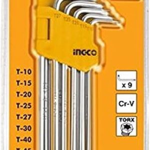 "inGCO HHK13092 Torx Key Set - 9 Pieceطقم النكية نجمة طويل crv"