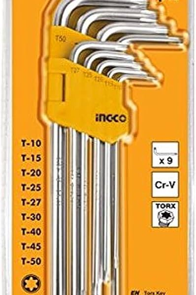 "inGCO HHK13092 Torx Key Set - 9 Pieceطقم النكية نجمة طويل crv"