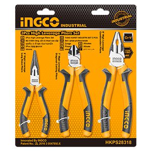 "INGCO 3pcs Pliers Set, 8"" Combination Pliers and 6"" Diagonal Cutting Pliers and 6"" Long Nose Pliers HKPS28318طقم بنسة 3قطع CRVخدمة شاقة"