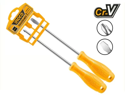 Ingco 2 Pcs screwdriver set HKSD0258طقم مفك عظم 5" 2قطعة c