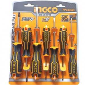 "Ingco 7Pcs Screwdriver Set طقم مفك كاوتشة 7قطع CRV سوبرسليكت"