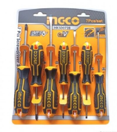 "Ingco 7Pcs Screwdriver Set طقم مفك كاوتشة 7قطع CRV سوبرسليكت"