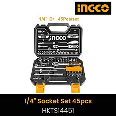 Ingco HKTS14451 45Pcs 1/4″ Socket Set (HKTS14451) (1 Set)شنطة لقم 1/4"45قطعة