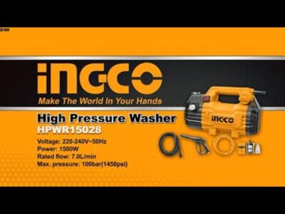 Ingco High Pressure Washer, 100 Bar, 1500 Watt, Yellow, HPWR15028مكنة غسيل 1500وات