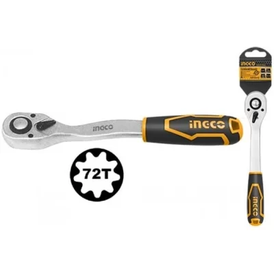 INGCO 1/2" DR. RATCHET HANDLE 72T LENGTH 260MM HRTH8412يد سستيم خدمة شاقة 1/2"مكسحة cr