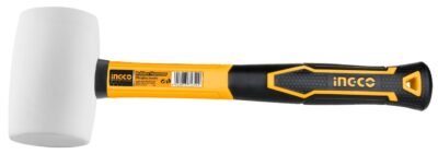 Fibreglass Handle ingco Rubber hammer HRUH8308دقماق ابيض 220جم