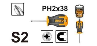 Ingco HS68PH2038 Philips Stubby Screwdriver (PH2)مفك دقرم صليبة