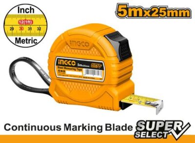 "Ingco HSMT39525-1 Measuring Tape, 5 m x 25 mm Sizeمتربالستيك 5*25م سليكت"