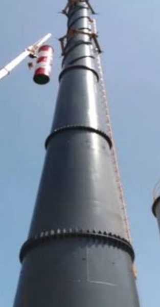 مدخنه غلايه ٨بوصه سمك ٣مم بالفلانشات بالولد اللحام طول ٦متر